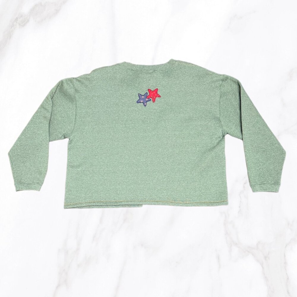 Hanes Women's Handmade Heather Green Americana Open‎ Cardigan, Size L - Picture 3 of 9